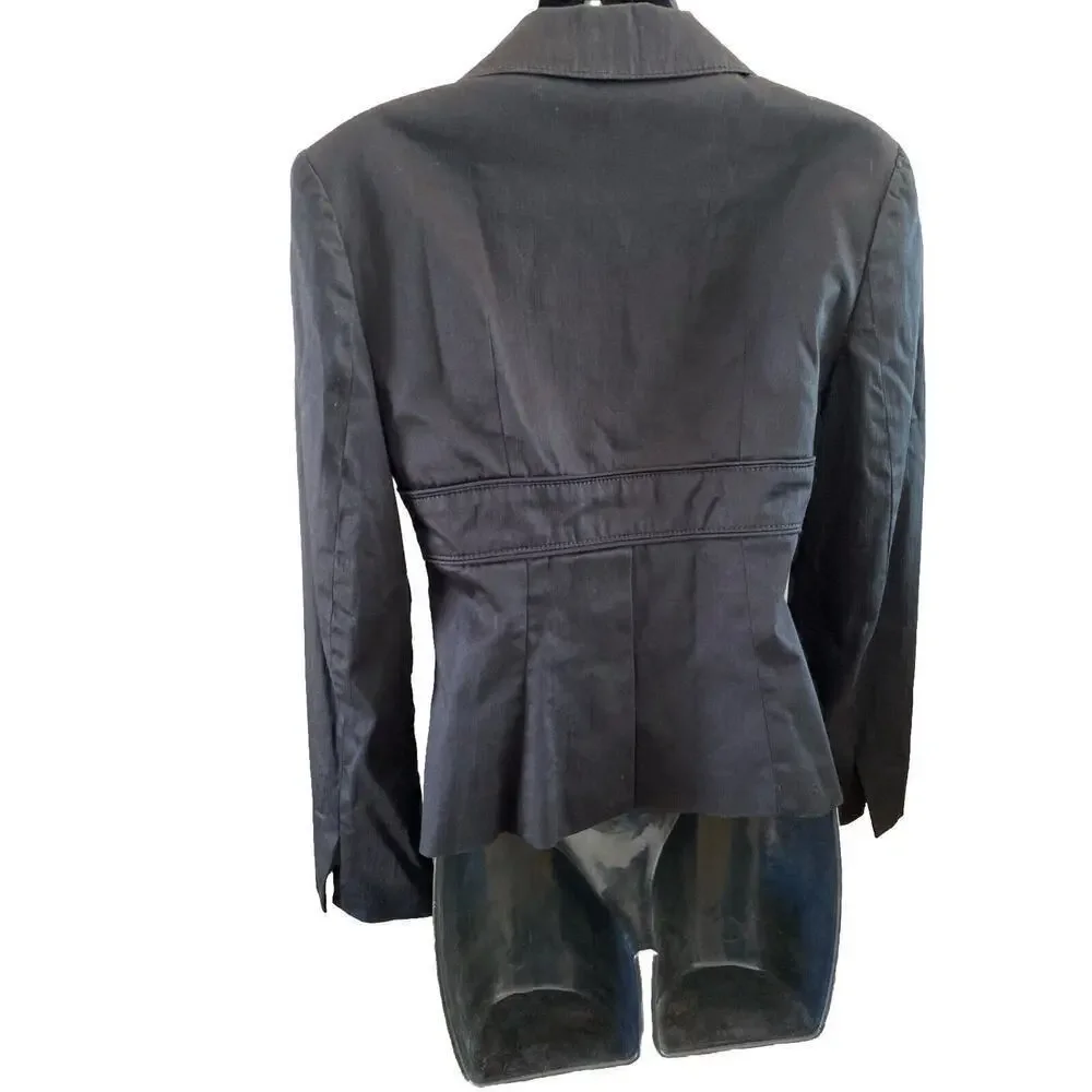 Bebe Vintage Black Rhinestone Blazer Tuxedo Jacket Made in USA Small 4 Womens